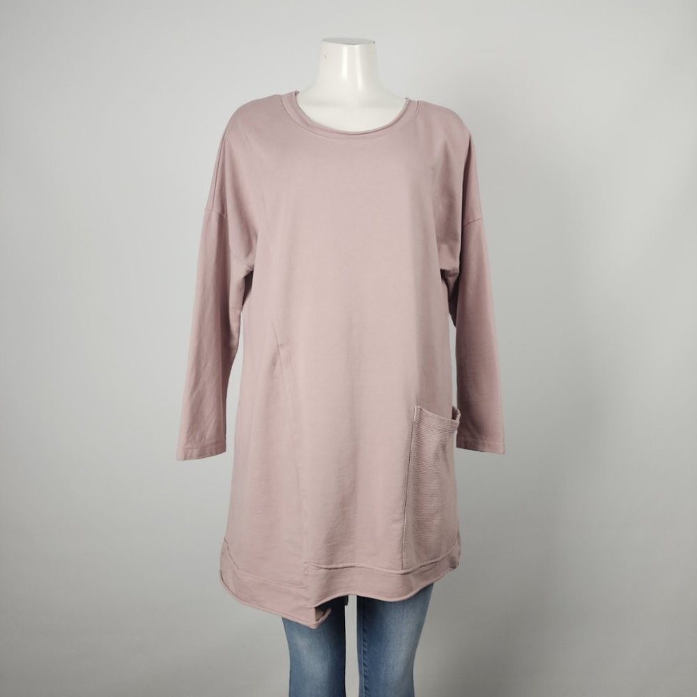 Linen Luv Soft Pink Cotton Tunic Sweatshirt Size M